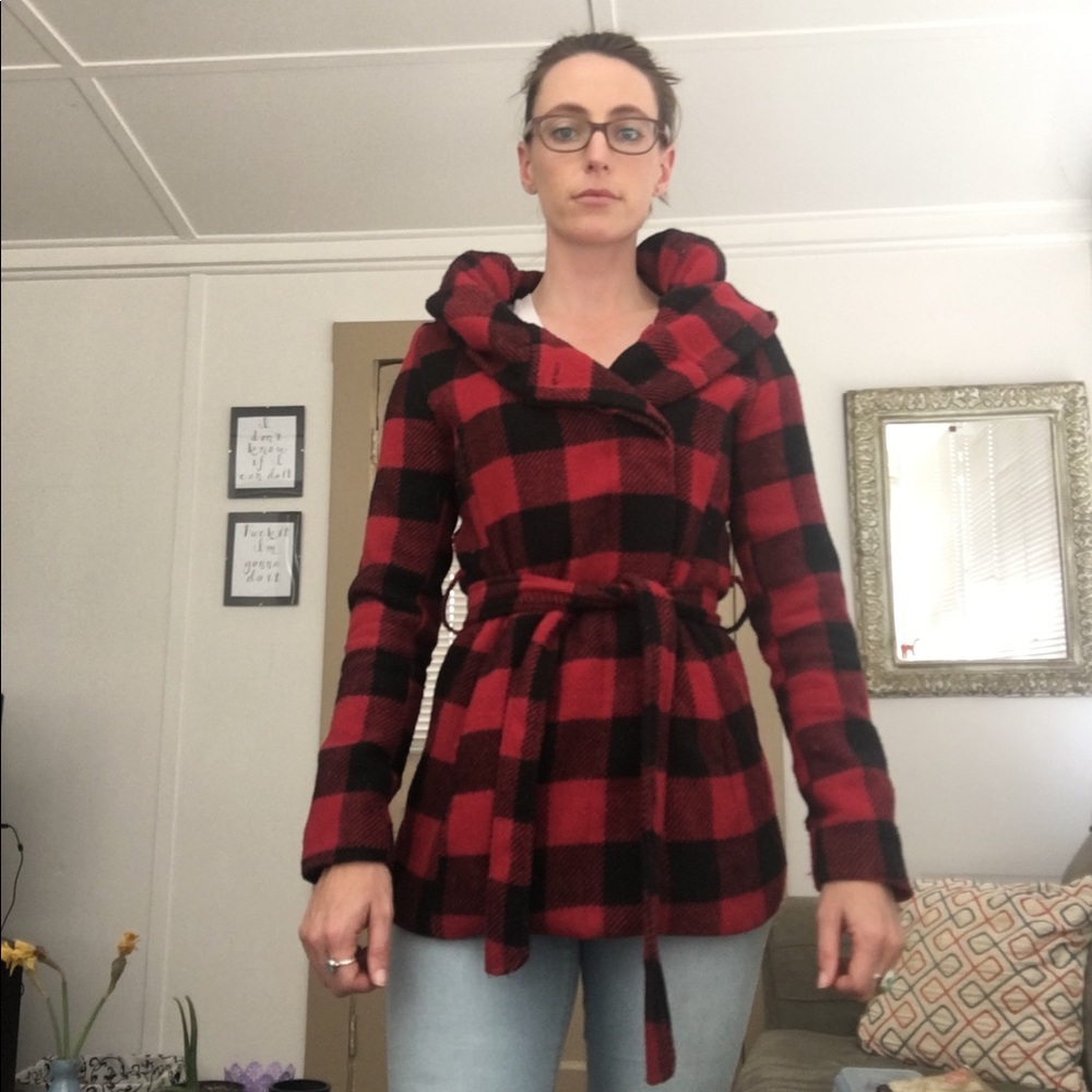 Flannel Hooded Peacoat - S